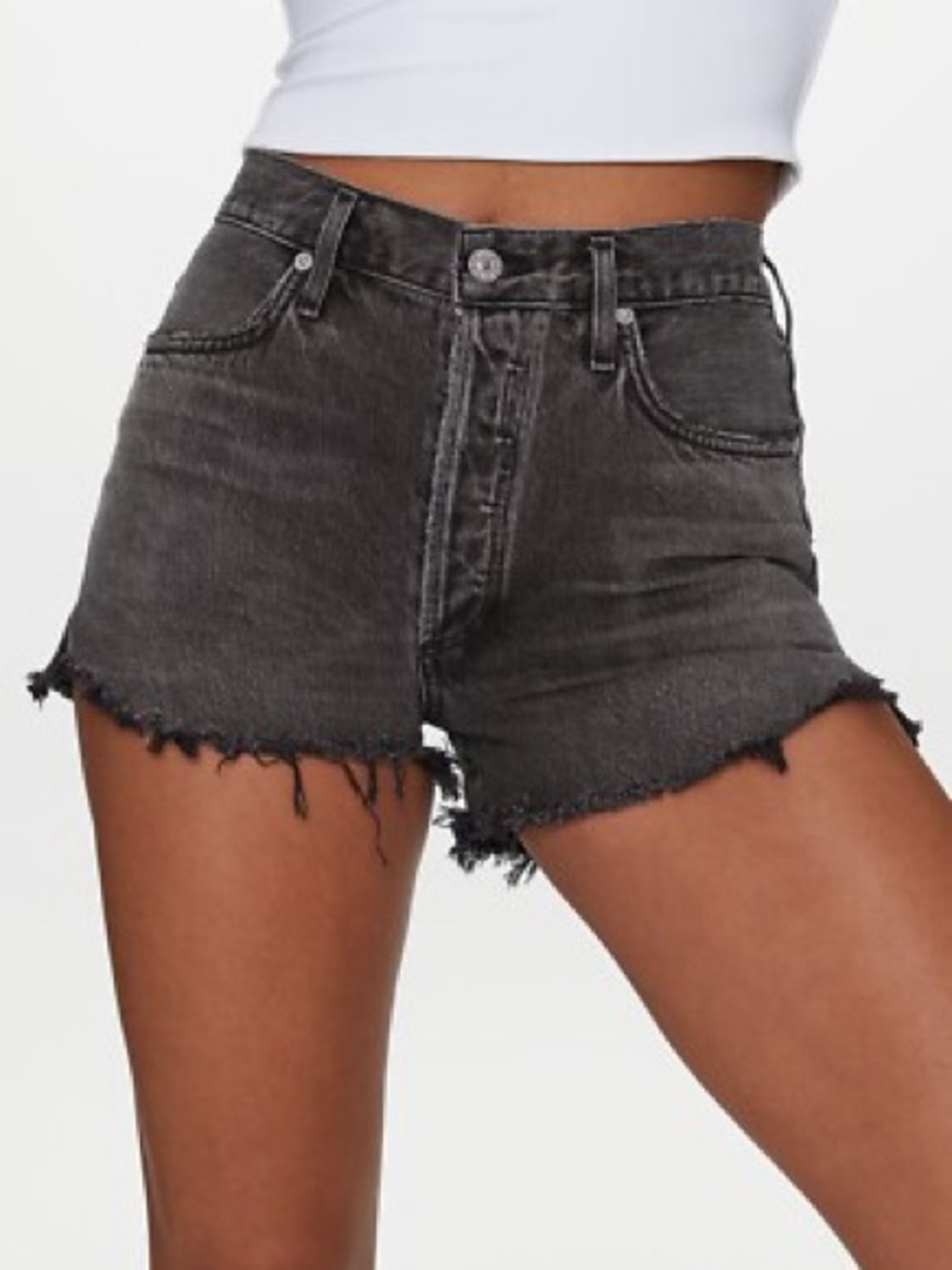 Citizens Of Humanity Black Washed High-Rise Denim Shorts